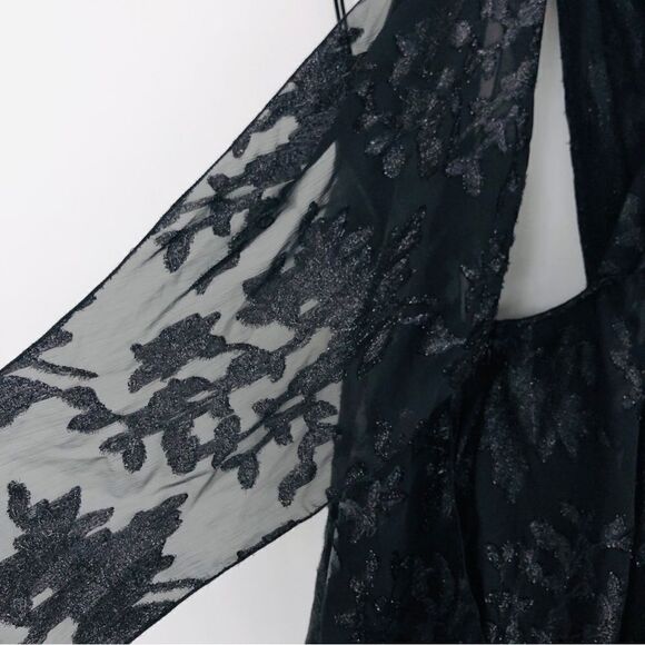 Michael Costello REVOLVE Luara Gown Romantic Floral Silk Maxi Sheer Black - Picture 14 of 15